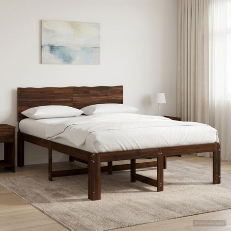 Cama doble con cabecero ROSTOCK Marrón Oscuro 140 x 190 cm (1/5)
