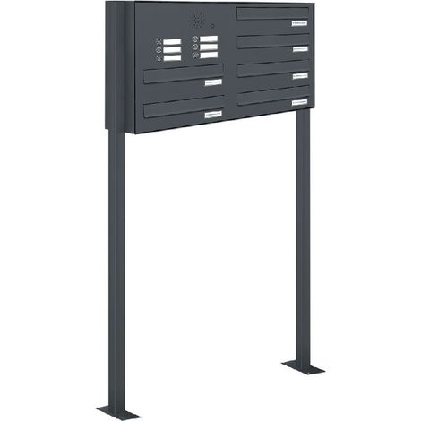 6er Briefkastenanlage Standsystem Durchwurf - Klingel RAL 7016 Anthrazit (1/5)