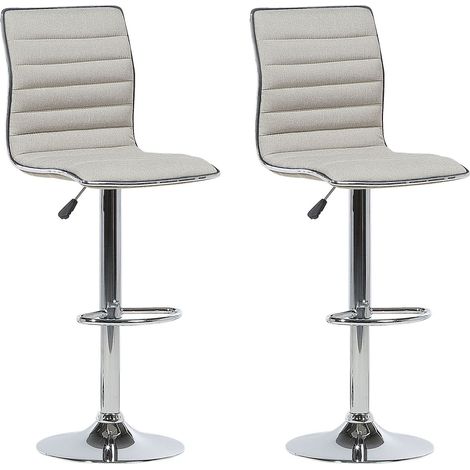 Lot 2 Chaises de Bar Tapissés en Tissu Beige avec Pied Métallique Réglables et Pivotantes pour Salle à Manger et Cuisine au Design Moderne Beliani (1/5)