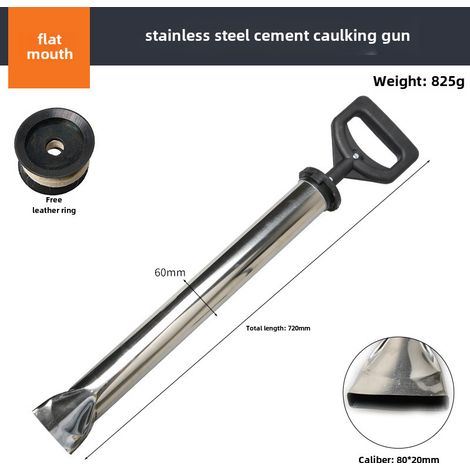Pistolet à calfeutrer à ciment allongé transfrontalier manuel en acier inoxydable à quatre usages de 50 cm, pistolet à calfeutrer à ciment antivol pour porte (acier inoxydable - embout plat) (1/5)