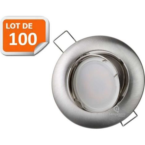 100 collerettes supports encastrables orientables aluminium spot LED rond alu brossé - Diametre 81mm - Trou de perçage 74mm (1/5)