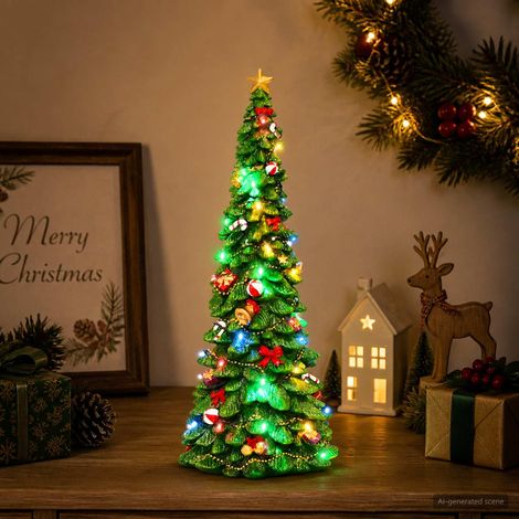 vidaXL Albero di Natale con luci SALO 16,5 x 15,5 x 40 cm Resina Verde (1/5)