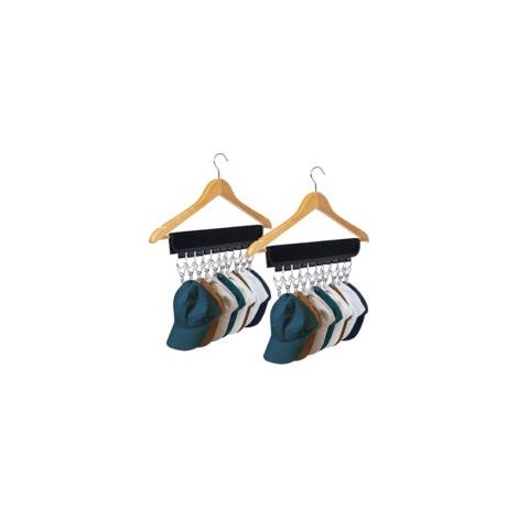 Houhence – 2er-Set Hut-Organizer – 10 Edelstahlclips – Für 20 Hüte – Zur Aufbewahrung im Kleiderschrank oder Schlafzimmer – Crezuo