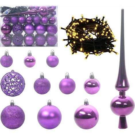 Ensemble de Boules de Noël avec 150 LED 61 pcs Lilas Plastique CFW606660 (1/5)