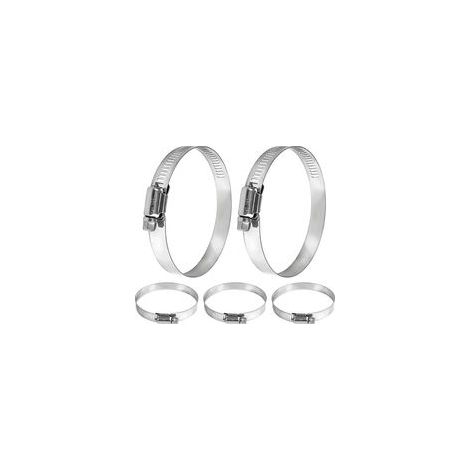 Lot de 5 colliers de serrage réglables en acier inoxydable 304 de 141 à 165 mm, colliers de serrage pour piscine, étang et jardin