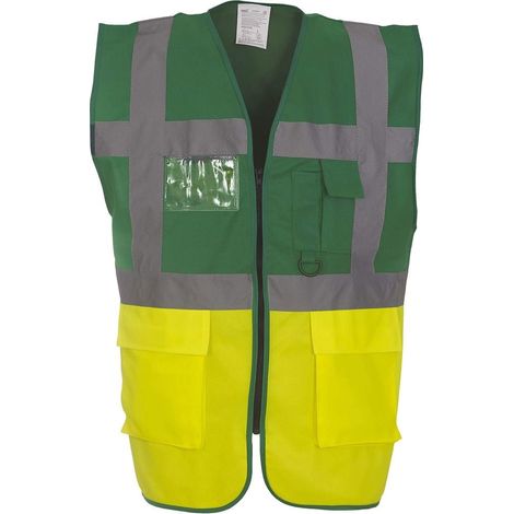 Gilet multifunzione Yoko ad alta visibilità Verde / Giallo fluorescente XL
