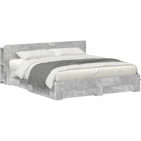 vidaXL Bed Frame with Storage Concrete Grey 200 x 200 cm (1/5)