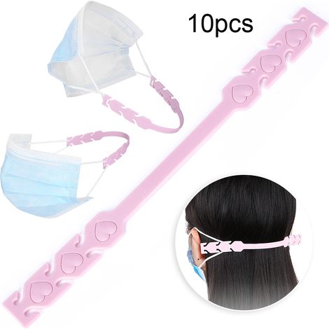 10 Silikon-Ohrhaken für Masken mit verstellbarem Verschluss, Zubehör, Rosa (1/5)