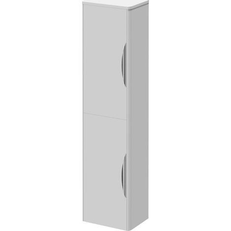 Oslo Gloss White 350mm x 1400mm Wall Mounted 2 Door Storage Unit - 350mm - Oslo Standard Handle