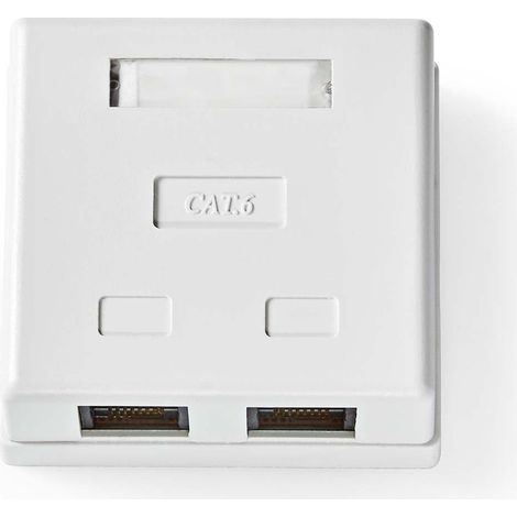Boite murale reseau sur le mur 2 port ports utp cat6 droit femelle plaque or pvc blanc boite (1/5)