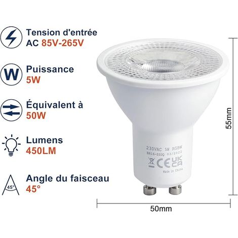 GU10 LED Bulb LED Spot Light Bulbs Color Changing RGBW Dimmable Remote Control RGB Warm White 3000K Equiv Track Light Fixture Wall Light (1/2)