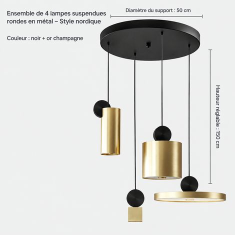 Suspension LED Moderne Ensemble de 4 Lampes sur Rosace Ronde réf 8024 4 kg – Livraison gratuite