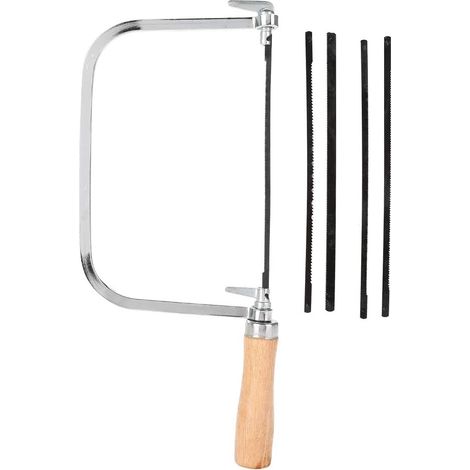 Ensemble de Cadre de scie pour bijoutiers, Outil de Coupe réglable Coupe-Pain en Forme de U Manche en Bois avec 5 Cordes de scie à Main pour Le Traitement de Bijoux (1/5)
