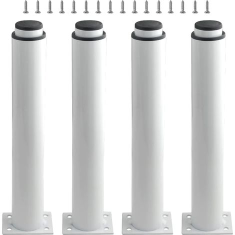 Set mit 4 robusten, verstellbaren Möbelbeinen aus Metall für Tisch, Bett, Sofa (250 mm – 420 mm, weiß)