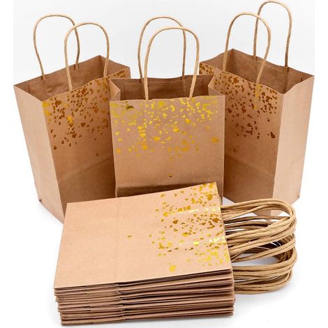 18 Pièces Sacs Cadeaux avec Poignée Sac en Papier Kraft Petit Pochette Sac Anniversaire Sacs de Fête pour Noël Mariage (1/5)