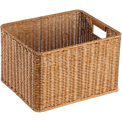 Corbeille de Rangement Plastic Eco-Friendly Lot de 1 Multifonction pour Maison Bureau et Décoration, 35x30.5x24cm, Color Café Clair (1/5)