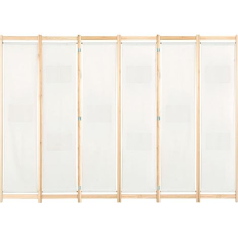 Paravent Cloison de séparation 6 panneaux, Pour Jardin, Balcon, Terrasse Crème 240 x 170 x 4 cm Tissu OIB9167E (1/5)