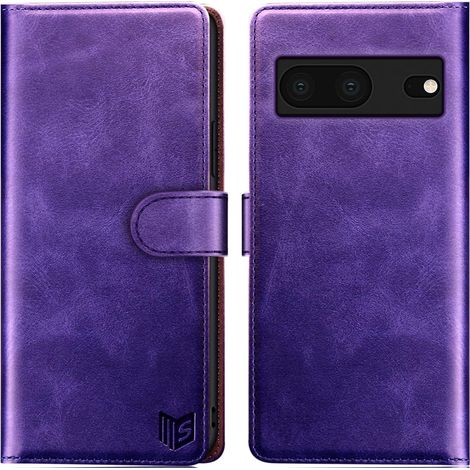 ÉTUI À RABAT EN CUIR VIOLET POUR GOOGLE PIXEL 7 GQML3 GVU6C (1/5)