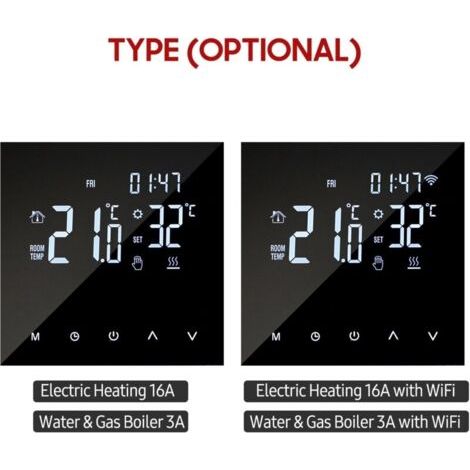 Thermostat de chauffage intelligent Wi-Fi, contrôleur de température numérique, contrôle par application mobile, écran LCD tactile, programmable par semaine, pour la maison et l'école (1/5)