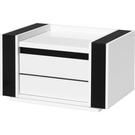 Comodino LINA 2 cassetti – Bianco e nero – 71 x 42 x 45 cm