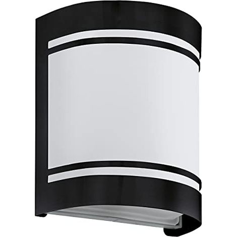 Applique Esterno Contemporanea Cerno Metallo Nero Vetro Bianco 1 Luce E27 (1/4)