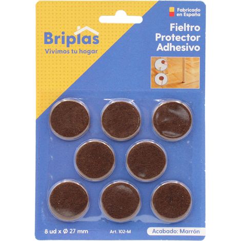 BRIPLAS fieltro adhesivo circulos 27 mm marron , Fieltro adhesivo 8 círculos de 27 mm Briplas Almohadillas de fieltro autoadhesivo para proteger el suelo del roce de los mueble