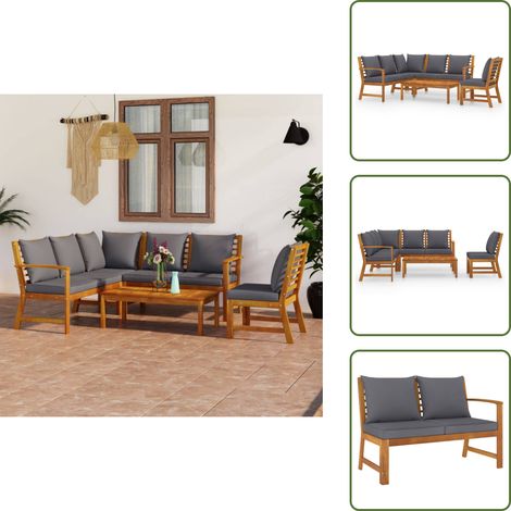 Cojines para sofás - vidaXL Juego de muebles jardín 5 pzas con cojines madera maciza acacia - Mesa de centro