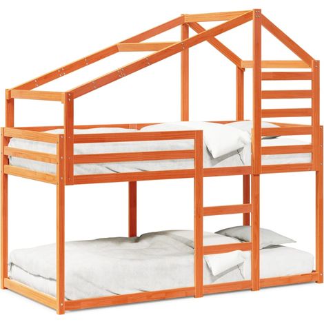 Maison Exclusive - Letto a Castello con Tetto Marrone Cera 90x190 cm Massello Pino