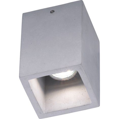 Cube Plafonnier, Béton, GU10, 1 W, Betonfarbig, 10 x 10 x 15 cm (1/3)