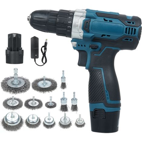 Perceuse nettoyage 12V – 20Ah, 30Nm, 13 brosses acier, double vitesse, lampe, sans fil (1/5)