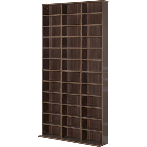 Mobile Porta CD con Ripiani Regolabili, Scaffale Porta 1116CD/528DVD Salvaspazio in Legno, Mobile Portacd con 36 Scomparti, per Soggiorno, Camera da Letto, Ufficio, 102x23.5x195 cm, Marrone