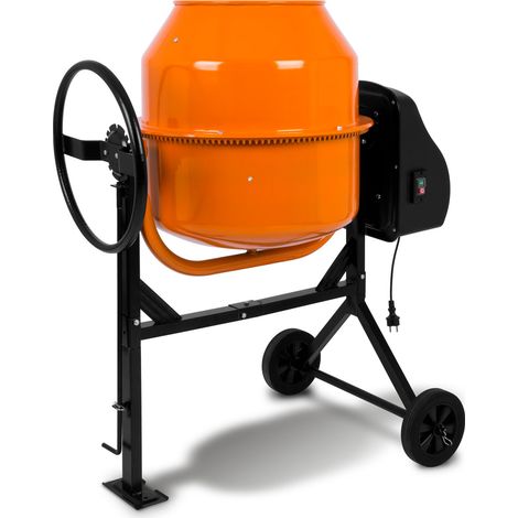 EBERTH Betonmischer Mischmaschine Elektrisch mit 140L Trommelvolumen, 550W Motor, 230V, Stahl-Gestell mit Transporträdern, Trommel und Zahnkranz aus Stahl, feststellbares Handrad, breite Fußplatte (1/5)