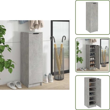 Schuhschrank Betongrau 30x35x100 cm Holzwerkstoff - Schuhschrank - Holzwerkstoff - Betongrau - Garderobe - Einbauschrank (1/5)