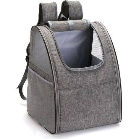 Sac de transport PET portable et respirant pour chat et chien, sac à dos animal gris 34x28x42 cm, accessoire voyage pratique (1/5)