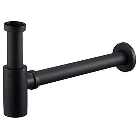 Siphon de Lavabo Noir Universel Tube Siphon de Lavabo Siphon en Acier Inoxydable 1 1/4 x 32mm Salle de Bain Siphon Évier Métal Siphon à Tube Siphon à Tube Syphon Lavabo Reglable Anti Odeur (1/5)