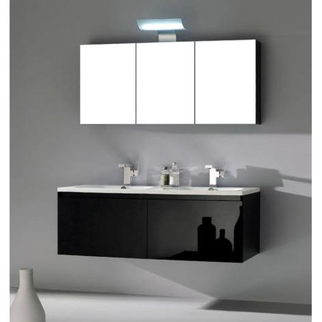 Bagno Italia Mobile Bagno 120cm sospeso lavabo in mineralmarmo moderno nero con specchio contenitore Mobili arredo (1/5)
