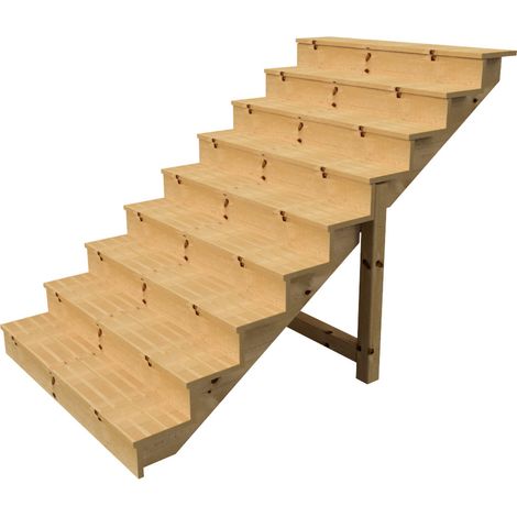 Berlin Escalier extérieur bois 9 marches H156cm L-140cm - avec contre marche