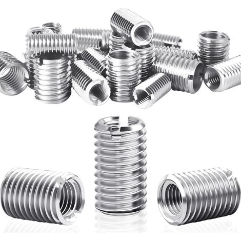 Insert fileté M10 sur M8 x 15mm, 24 pièces adaptateurs filetés m10 m8, douille filetée en acier inoxydable, adaptateur pour connexions vissées, manchon réducteur m10 sur m8, réparation, montage (1/5)