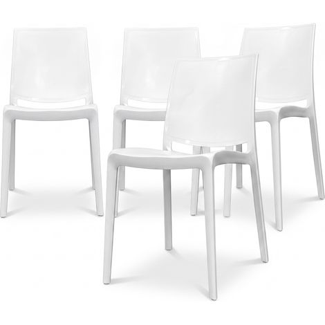 Marvin Sedia In Polipropilene Atene Da Esterno Impilabile Design Moderno Sedie Resistenti Per Giardino Terrazzo Bar Bianco - 4 Sedie (1/4)