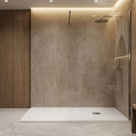Receveur de douche en résine couleur blanc 80x150 cm avec grille et bonde - Showey (1/5)