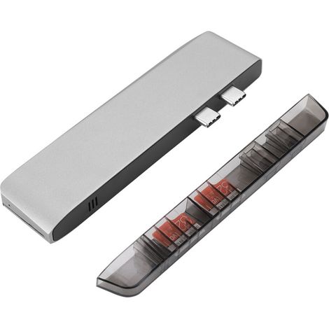 Estación de acoplamiento con adaptador HDMI 4K para Surface Laptop, concentrador USB, diseño inalámbrico, transferencia de datos ultrarrápida, lector de tarjetas SD/TF, carcasa de aleación de aluminio