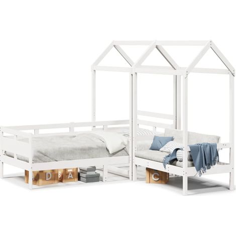 Maison Exclusive - Tagesbett und Bank mit Dach Weiß 80x200 cm Kie