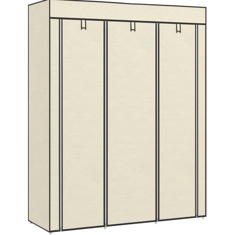Armoire En Tissu Crème 125x43x162,5 Cm, 2 Tringles Et 8 Étagères, Fermeture Zippée (1/5)