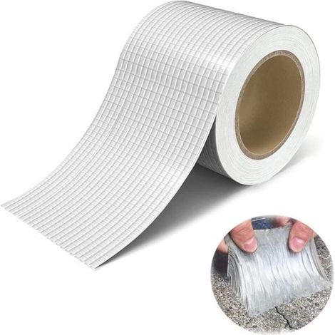 Nastro sigillante in gomma butilica, resistente al calore e impermeabile, in foglio di alluminio, 10 cm x 5 m, per tetti e tubi. (1/3)