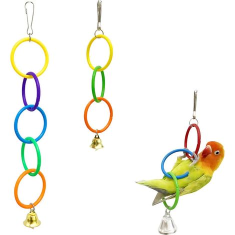 2PCS Parrot Bird Climbing Toy, Colorful Hanging Climb Rings Parrot Toy Durable Hanging Fun Interactive Exercise Playing Cage Accessory for Parrots
