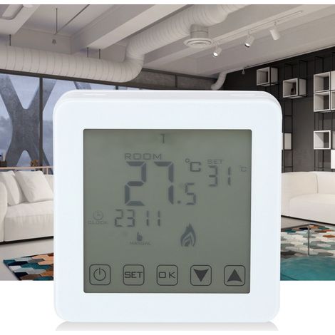 Thermostat électrique numérique mural programmable avec écran LCD, régulateur de température ambiante (1/5)