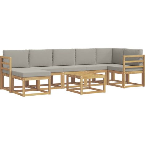 Outdoor Sofa Set with Cushion 8 pcs White and Light Grey vidaXL (1/5)