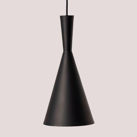 Sklum – Lampe suspendue Trunk – Aluminium noir mat – Intérieur doré – Câble textile réglable jusqu'à 130 cm – Pour ampoules Ø 9,5 cm (1/5)