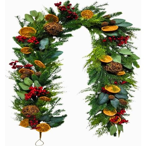 6ft Orange and Berry Christmas Garland for Autumn Mantels, Staircases and Indoor Seasonal Styling