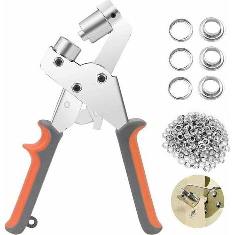 Pinces à oeillets, kit professionnel de perçage à oeillets, 100 pièces (diamètre intérieur 10 mm) pinces de montage à oeillets métalliques pour bâche de rideau en cuir tissu PVC cisea (1/5)